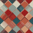Rug seamless texture with diagonal square pattern, ethnic fabric texture, grunge background, boho style pattern, 3d illustration