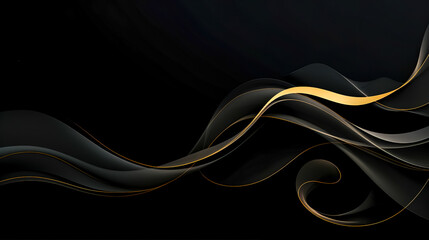 Wall Mural - dark luxurious black and gold banner, background with copy space made with Generative AI