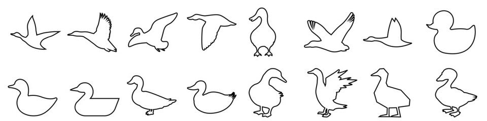 Wall Mural - duck icon vector set. bird illustration sign collection. hunting symbol. goose logo.