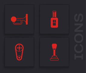 Canvas Print - Set Gear shifter, Signal horn on vehicle, Car key with remote and Timing belt kit icon. Vector