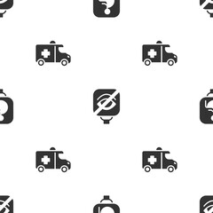 Sticker - Set Disabled wheelchair, Blindness and Emergency car on seamless pattern. Vector