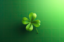 Four-leaf Lucky Clover Over Green Bakcground - AI Generated