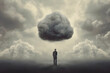 © mihail - Man with depresion and large dark cloud hovering over their head ai generated art