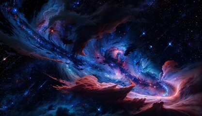 Wall Mural - a journey through colorful galaxies, nebulas, and supernovas ai generated