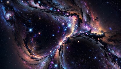 Wall Mural - a journey through colorful galaxies, nebulas, and supernovas ai generated