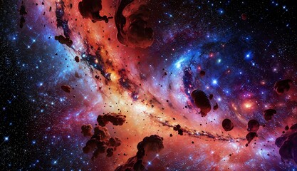 Wall Mural - a journey through colorful galaxies, nebulas, and supernovas ai generated