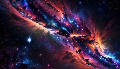 Wall Mural - a journey through colorful galaxies, nebulas, and supernovas ai generated