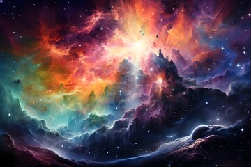 Wall Mural - a highly colorful image capturing the vibrant galaxies, stars, and cosmic gases in deep space.