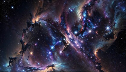 Wall Mural - a journey through colorful galaxies, nebulas, and supernovas ai generated
