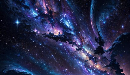 Wall Mural - a journey through colorful galaxies, nebulas, and supernovas ai generated