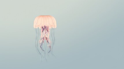 Poster -  a jellyfish floating in the air on a blue background.  generative ai