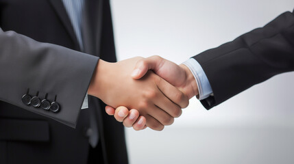 Wall Mural - business people hand shaking after business signing contract document on white background, job inter
