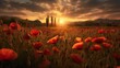 Remembrance Day, poppy field. Generative AI