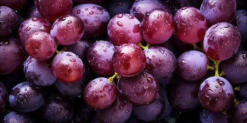 Wall Mural - Fresh red grapes background image. Generative AI graphic