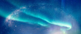 Fototapeta Natura - Our galaxy is Milky way spiral galaxy with aurora borealis