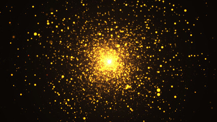 Sticker - Gold particles abstract background with shining golden particle stars dust. Beautiful futuristic glittering in space on black background.