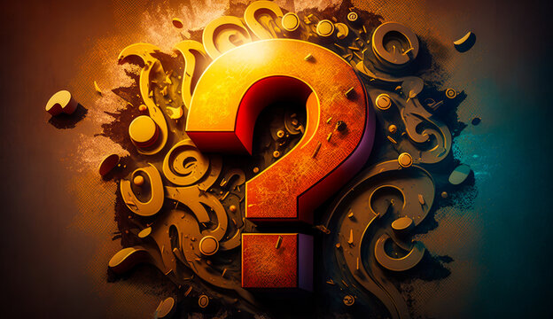 Yellow question mark with red question mark in the middle of it. Generative AI.