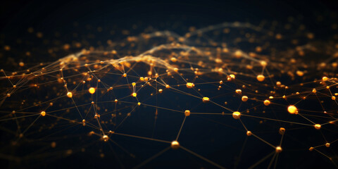 Abstract connection structure on dark background network concept - created with AI