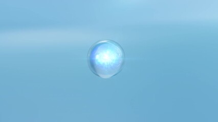 Poster - Combining liquid bubbles results in nourishing therapy. Macro Shot's components combine to create a serum. a serum for cosmetics is mixed with drops. 3D Animated fluid blob in a metaball's morph