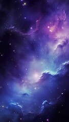 Wall Mural - A swirling cosmic nebula with galaxy. Vertical video