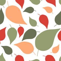 Wall Mural - Birch leaves autumn Seamless vector pattern. Seasonal foliage repeatable background. Natural Warm decorative Template for wallpaper, textile, print, wrapping paper, package. Colorful design backdrop.