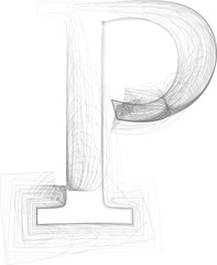 Wall Mural - doodle digital drawn sketch LETTER P