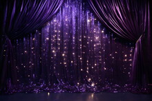 Purple Curtain Backdrop With Gold Lights, Photographic Background Made With Generative Ai