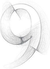 Wall Mural - doodle digital drawn sketch NUMBER 9