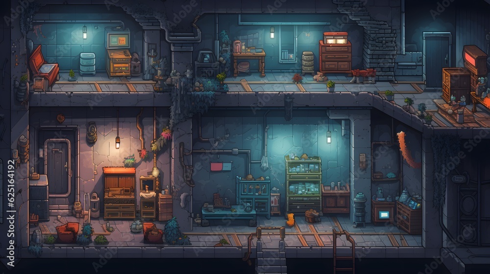 Pixel art dungeon background for 8 bit games. Stock Illustration ...