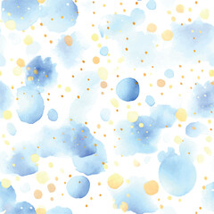 Wall Mural - Blue dots pattern watercolor in watercolor style on black background.