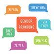 Gender definition pronouns on speech bubbles