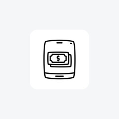 Canvas Print - Mobile Dollar Bills Line Icon