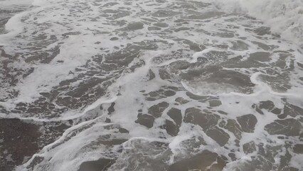 Poster - sea with waves in cloudy weather.