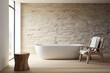 Stylish contemporary Minimalistic sandstone bathroom. Photorealistic illustration of Generative AI.