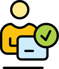 Poster - Check manager icon outline vector. Business list. Work checklist color flat