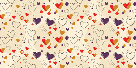 Poster - Heart pattern. A casual and simple pattern of beautiful hearts scattered all over the surface of the canvas. Vector simple hearts pattern.