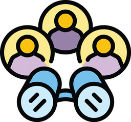 Poster - teamwork icon outline vector. business team. work people color flat