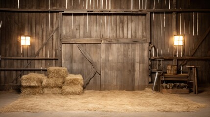 rustic barn and straw background