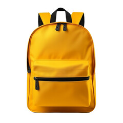 yellow school backpack isolated on transparent background (png)