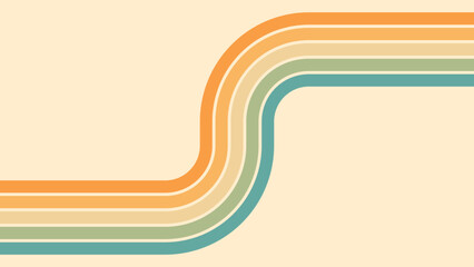 Wall Mural - abstract background of rainbow groovy wavy line design in 1970s hippie retro style. vector pattern r