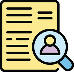 Poster - Search manager icon outline vector. Job document. Office archive color flat