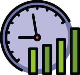 Poster - Time graph icon outline vector. Number chart bar. Data info circle color flat