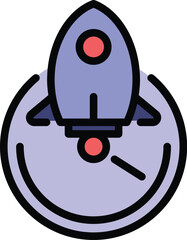 Poster - Rocket time icon outline vector. Ship launch. Fast project delivery color flat