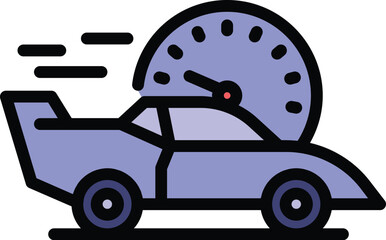Poster - speed car icon outline vector. vehicle drive. automobile speed road color flat