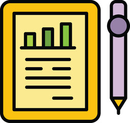 Poster - Tablet strategy icon outline vector. Digital work business. Document project color flat