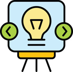 Poster - bulb idea banner icon outline vector. light design. mark element color flat