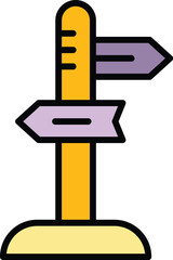 Poster - Wood singpost icon outline vector. Direction pillar. Arrow road color flat