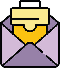 Poster - Cv email icon outline vector. Job phone. Fax resume color flat