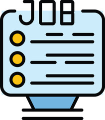 Poster - online job icon outline vector. video interview. business process color flat