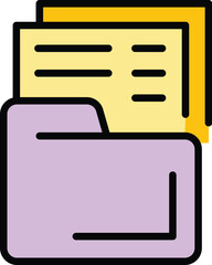 Canvas Print - File folder icon outline vector. Organize document. Web paper color flat